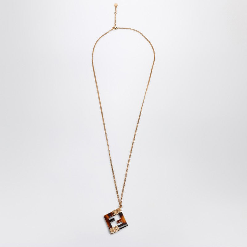 Fendi Forever Fendi Metal And Plexiglass Gold/Brown Necklace Women