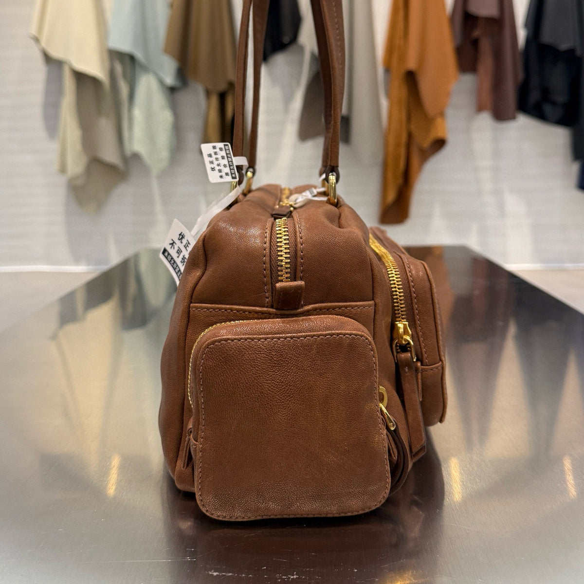 MIU M NAPPA LEATHER TOP HANDLE BAG