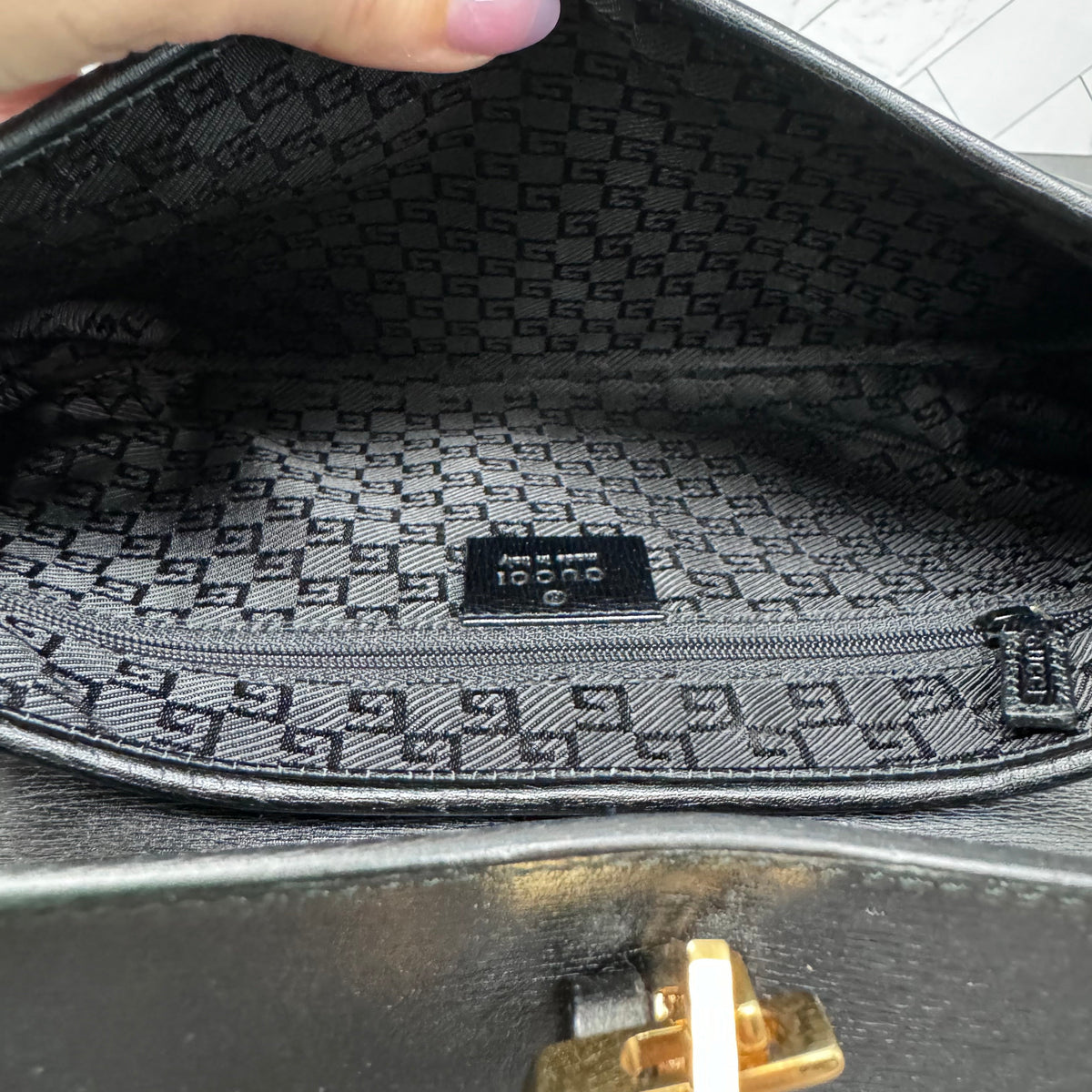 Gucci Black Leather Bamboo Shoulder Bag