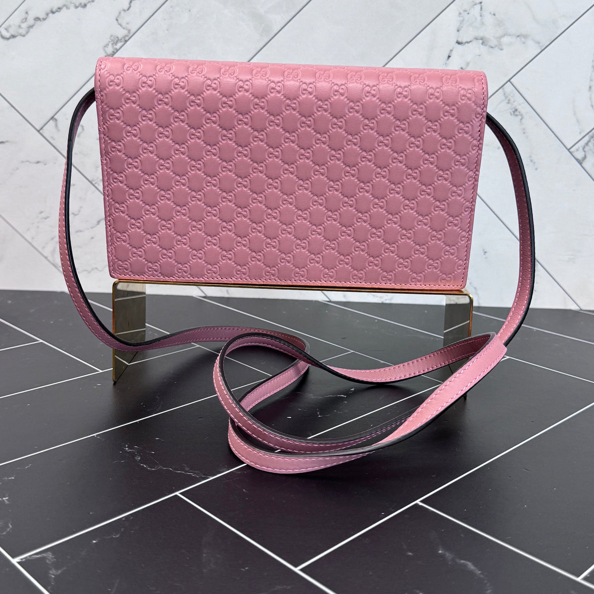Gucci Pink Microguccissima Wallet on a Chain