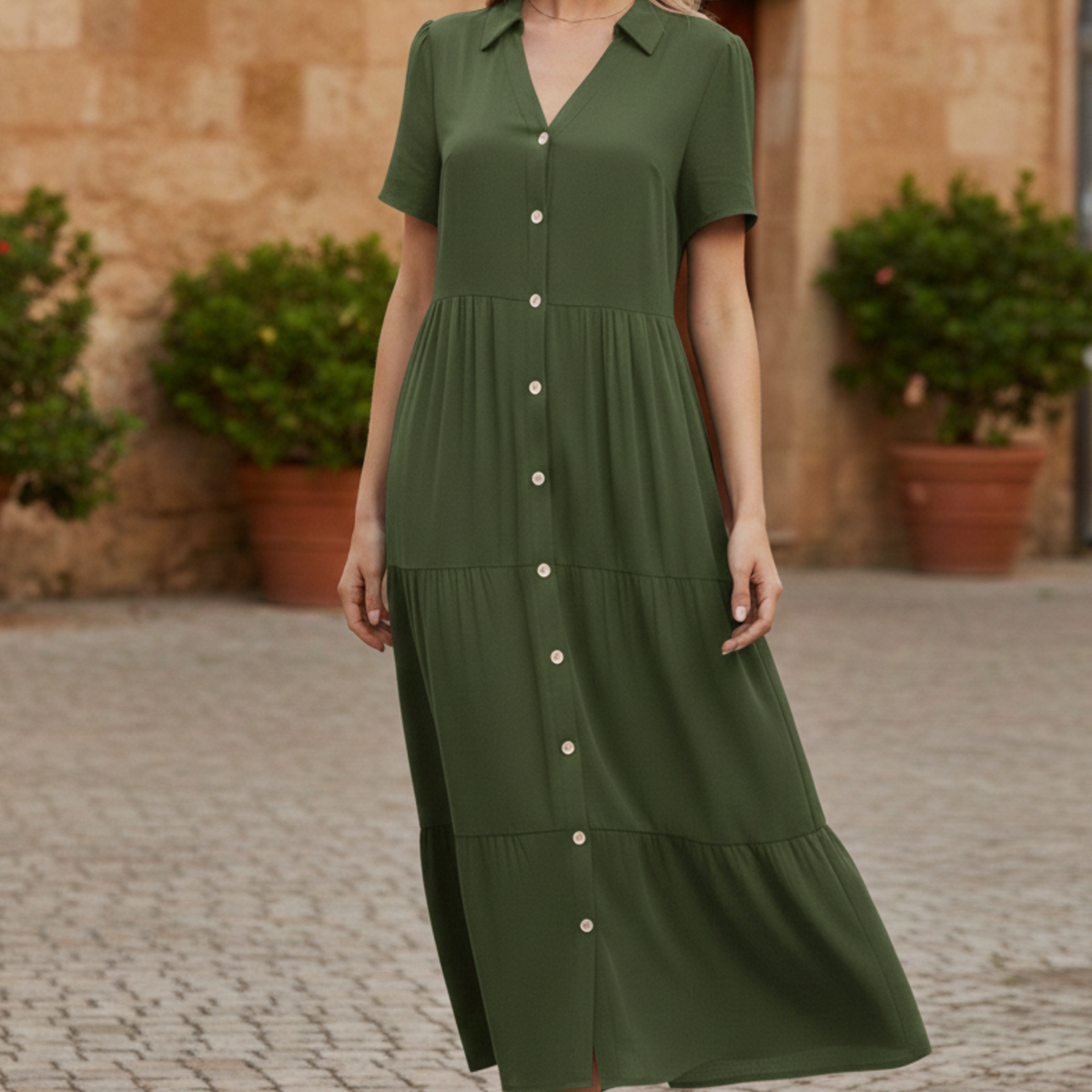 Amara | Midi Dress with Button-Front