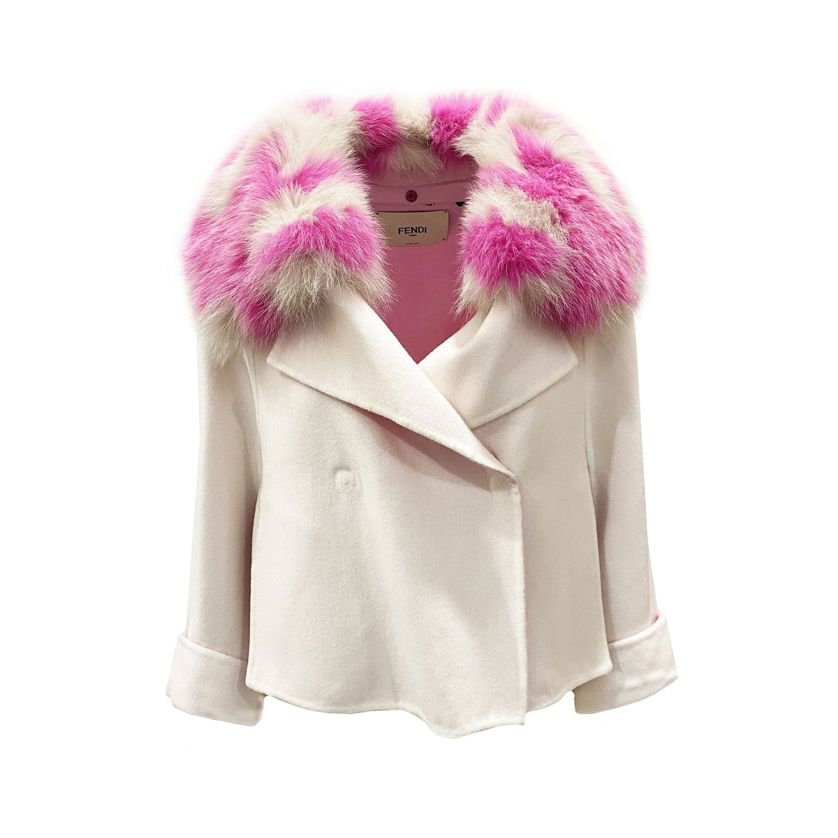 Fendi Fur Collar Cashmere Cape Jacket Women