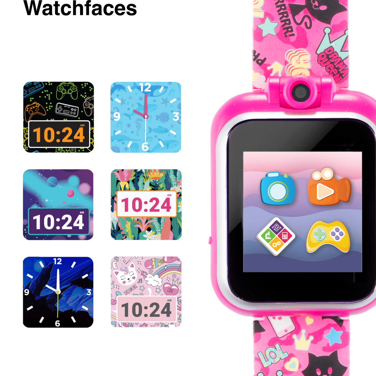 PlayZoom 2 Kids Smartwatch: Fuchsia Kitty Cats Print