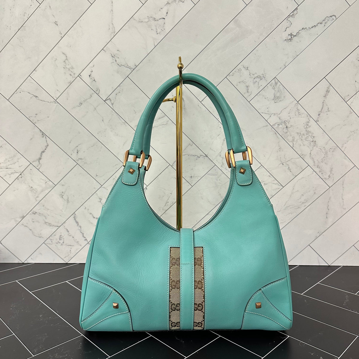 Gucci Teal Leather Jackie Shoulder Bag