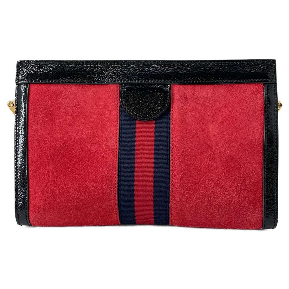 GUCCI Ophidia Shoulder Bag Red/Black 503877 Suede leather