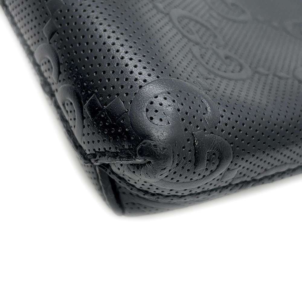 GUCCI GG embossed 2WAY Clutch Bag Black 696009 Leather Size Medium
