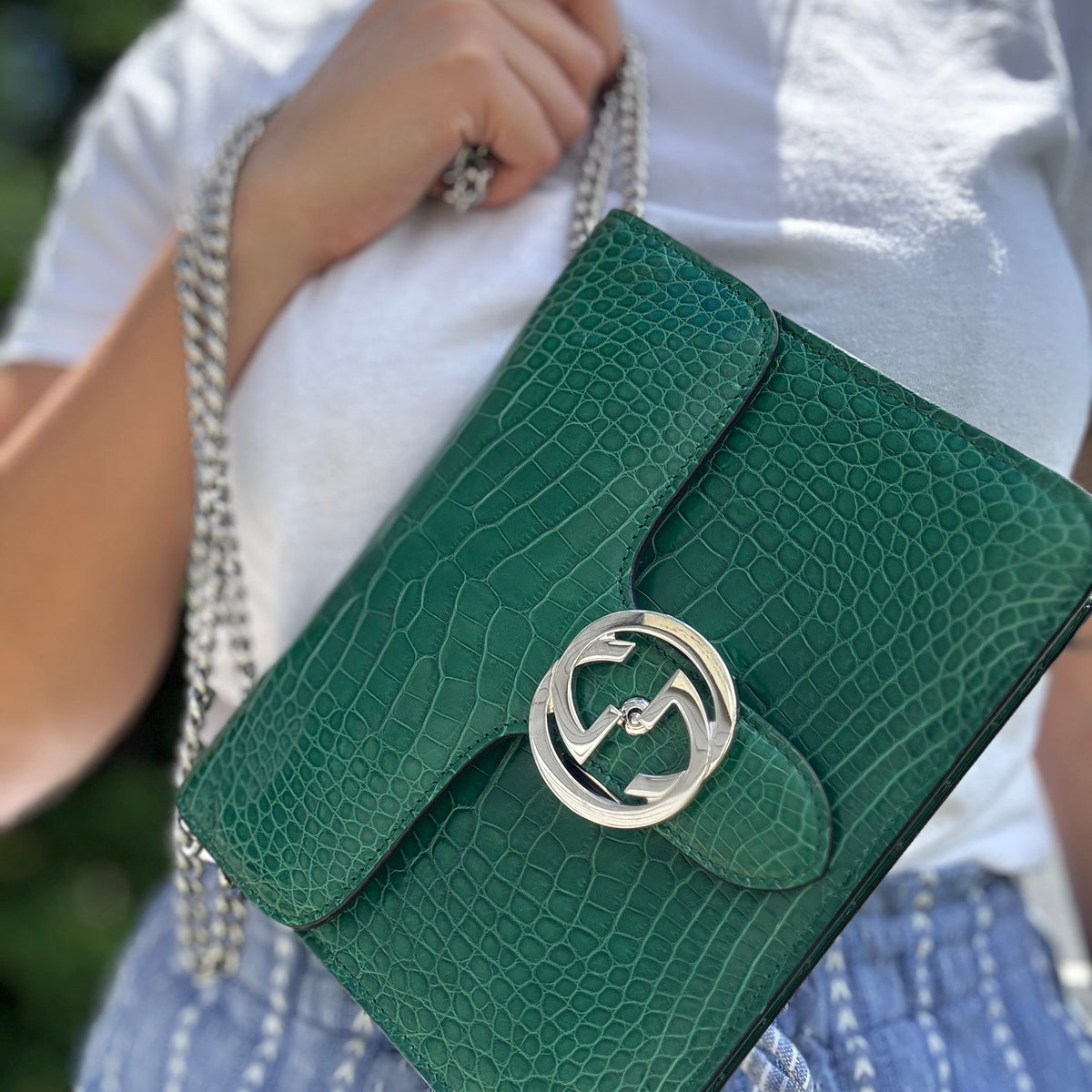 Gucci Dollar Crocodile Interlocking GG Bag