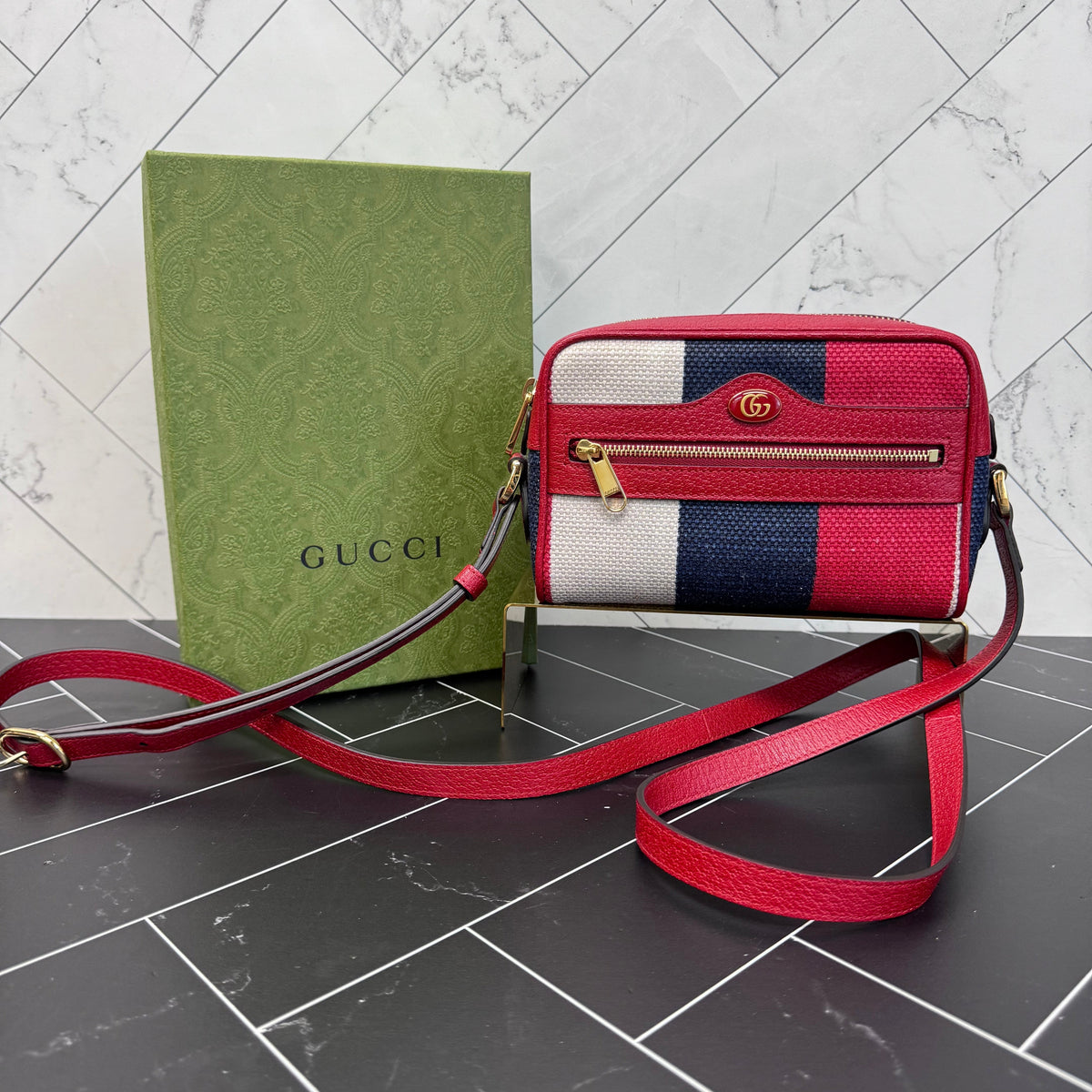 LIKE NEW Gucci Mini Baiadera Canvas Crossbody Bag