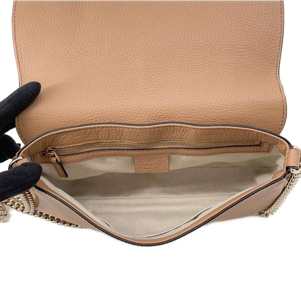 GUCCI Soho ChainShoulder Bag Beige 536224 Leather