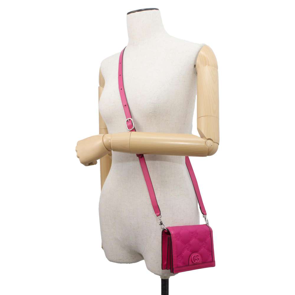GUCCI Quilted 2WAYShoulder Bag Pink 723777 Nylon Leather