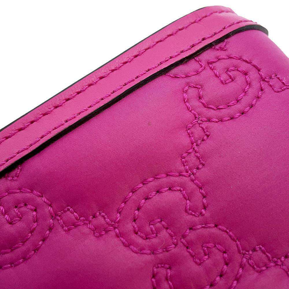 GUCCI Quilted 2WAYShoulder Bag Pink 723777 Nylon Leather