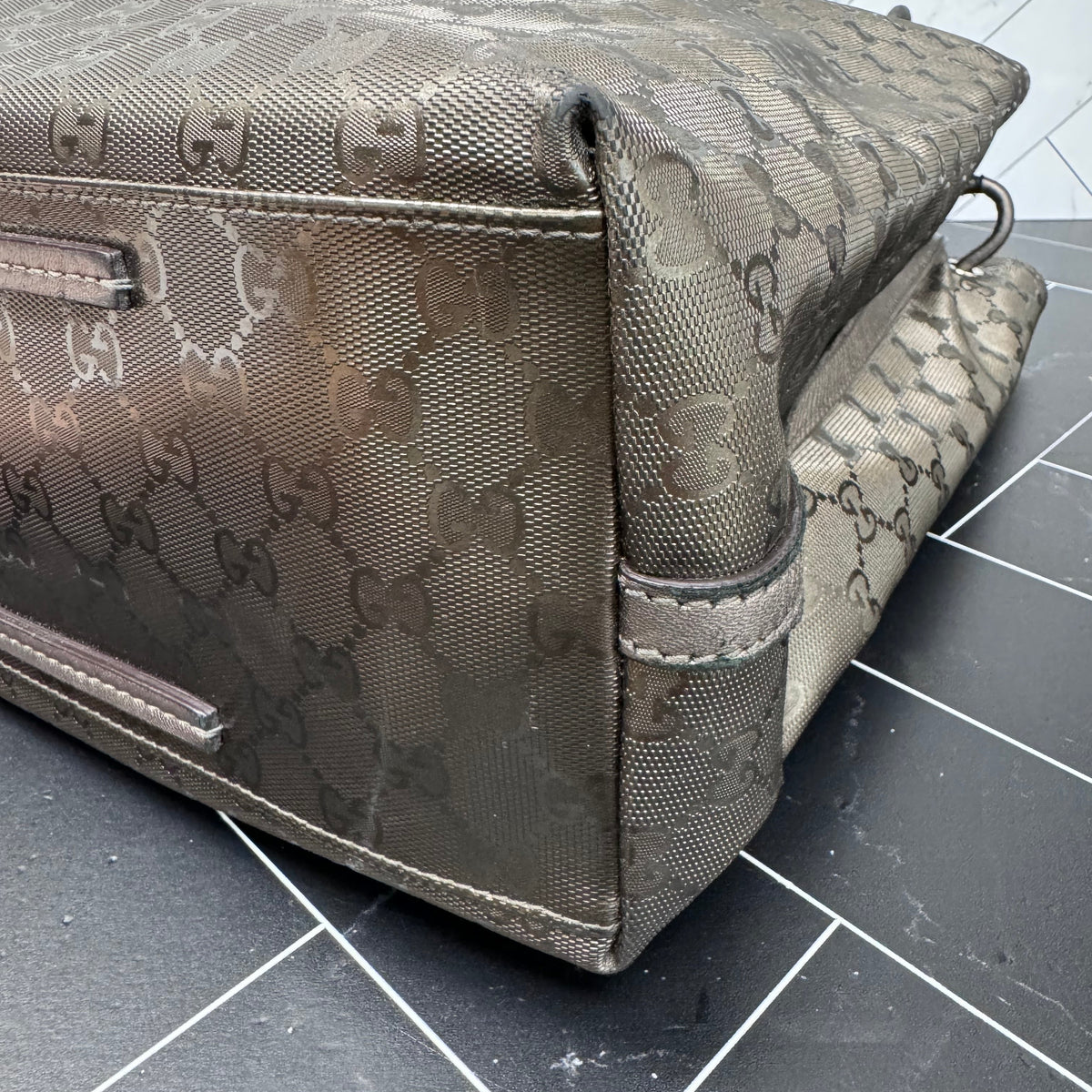 Gucci Bronze Coated Canvas Tote Bag