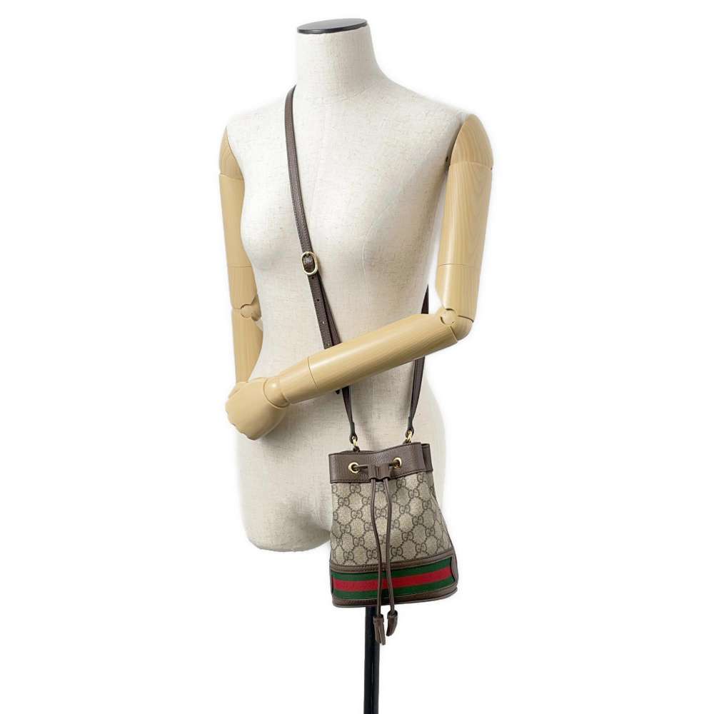 GUCCI Ophidia GG Mini Bucket Bag Drawstring BagShoulder Bag Beige/Brown 550620 GG SupremeCanvas Leather