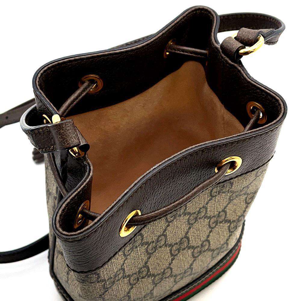 GUCCI Ophidia GG Mini Bucket Bag Drawstring BagShoulder Bag Beige/Brown 550620 GG SupremeCanvas Leather