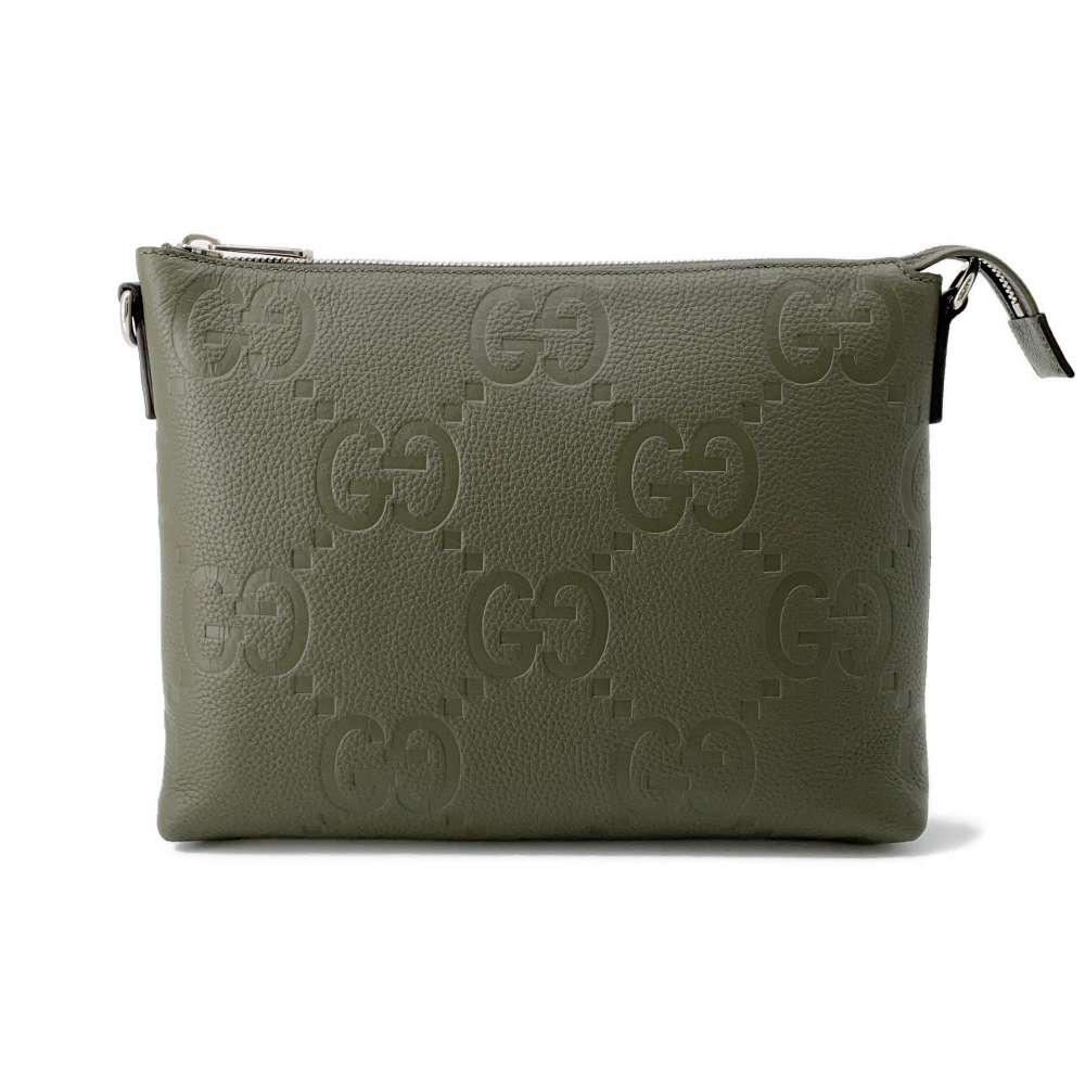 GUCCI jumbo GG messenger bag Dark Green 696009 Leather Size Medium