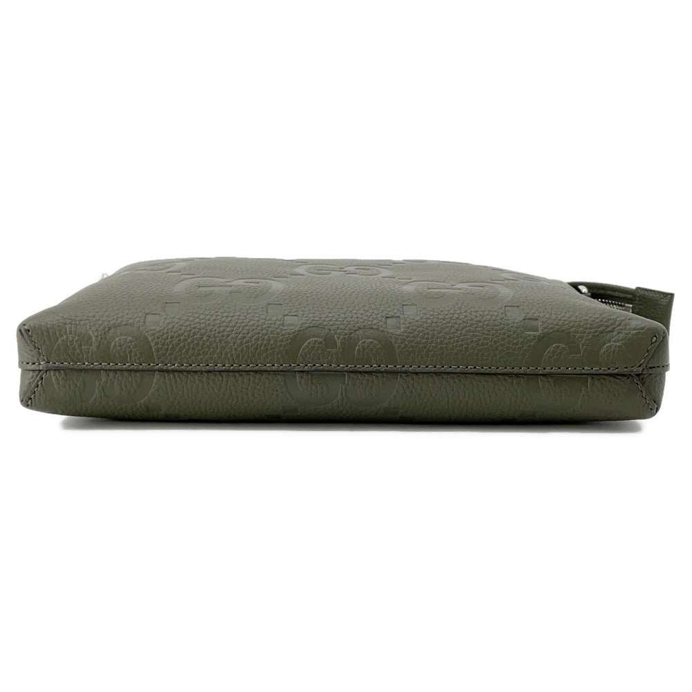 GUCCI jumbo GG messenger bag Dark Green 696009 Leather Size Medium