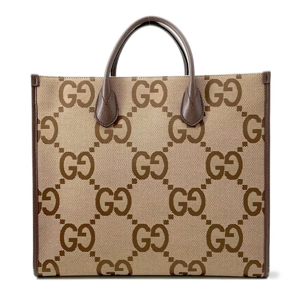 GUCCI Jumbo GG 2WAY Tote Bag Beige/Brown 678839 Canvas Leather