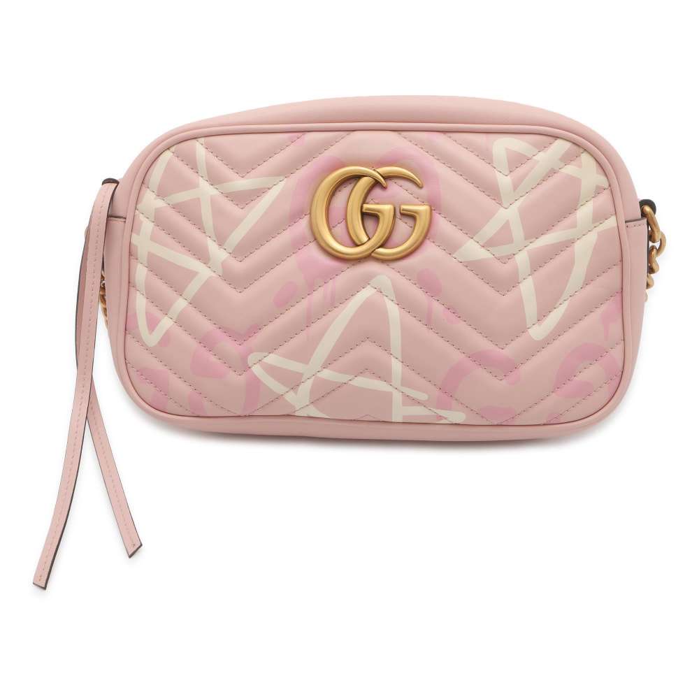 GUCCI GG Marmont Quilted Small Shoulder Bag Pink 447632 Leather