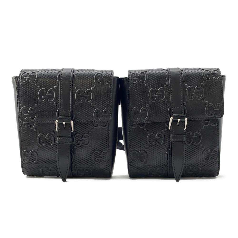 GUCCI GG embossed waist bag Black 631339 Leather