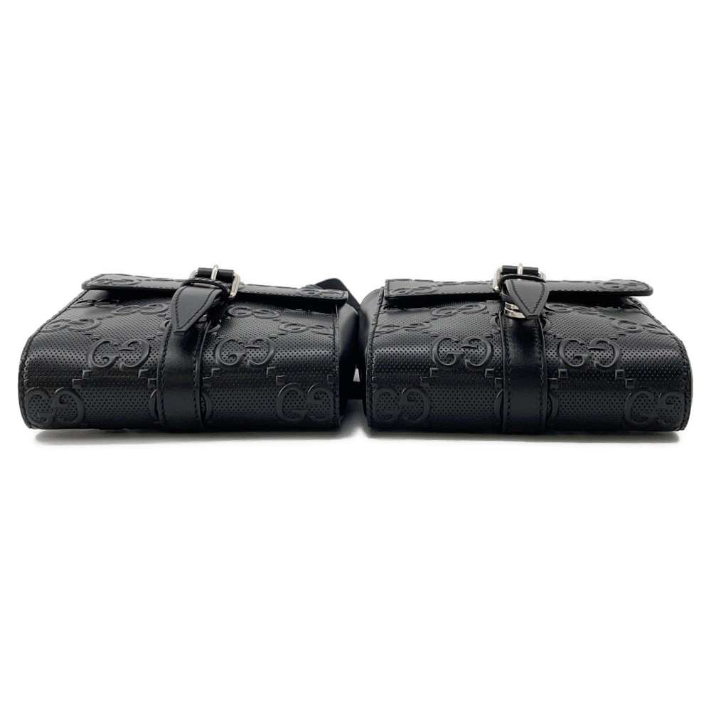 GUCCI GG embossed waist bag Black 631339 Leather