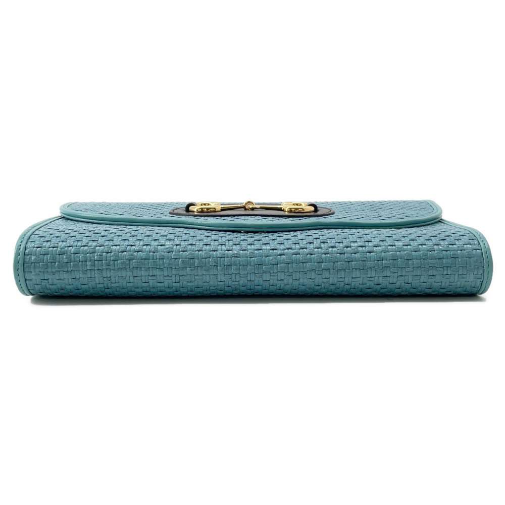 GUCCI Horsebit ChainShoulder Bag Blue 655667 Straw