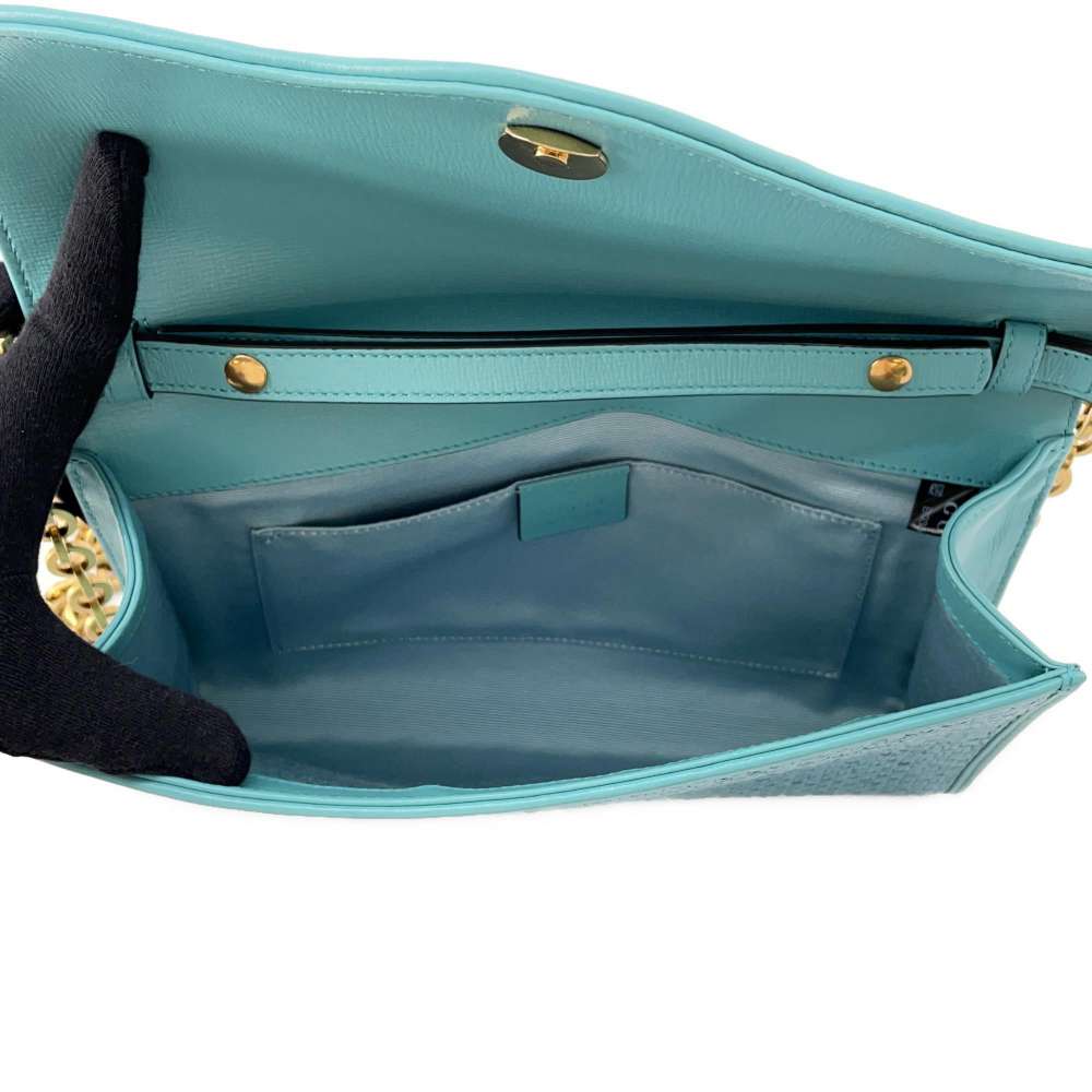 GUCCI Horsebit ChainShoulder Bag Blue 655667 Straw
