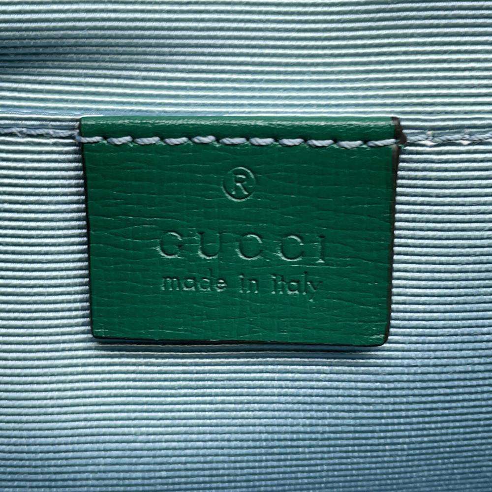 GUCCI Horsebit Chain Shoulder Bag Green 655667 Straw