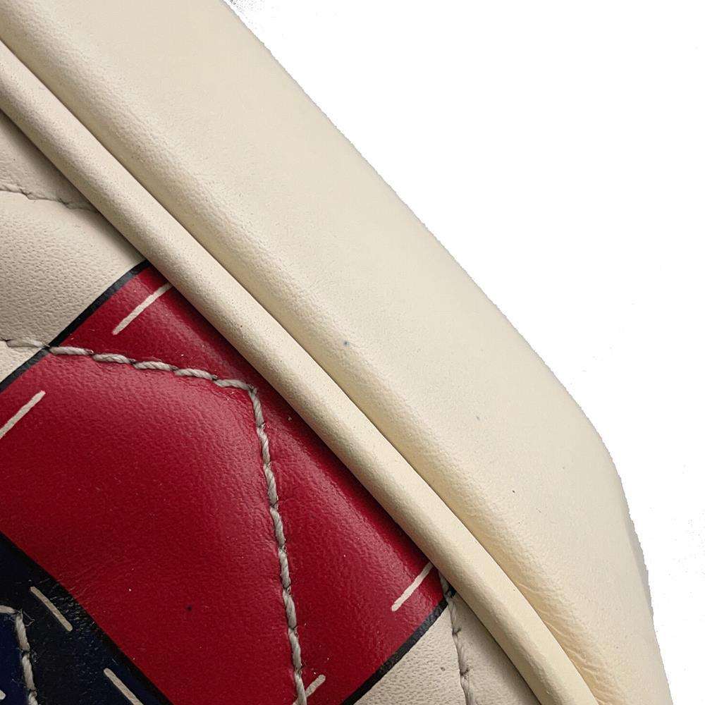 GUCCI GG Marmont Quilted Small Shoulder Bag Ivory/Red 447632 Leather