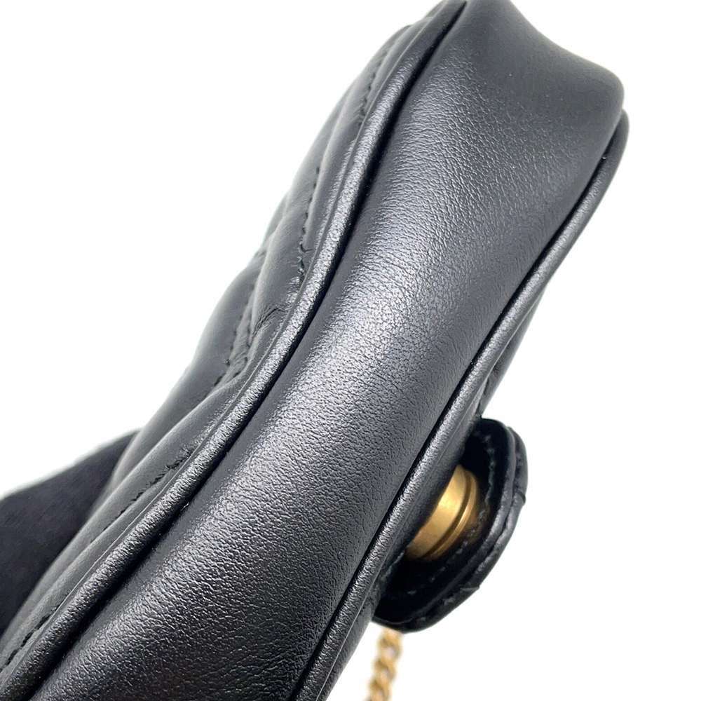 GUCCI GG Marmont Chain Handbag Black 575161 Leather