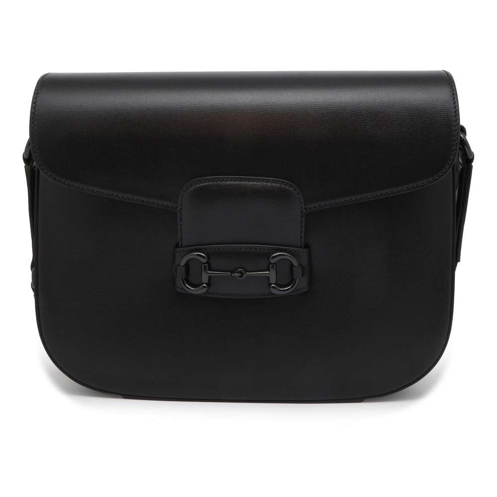 GUCCI Horsebit 1955 Shoulder Bag Black 700457 Leather