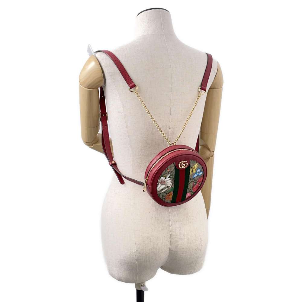 GUCCI GGFlora Offdia Backpack Red/Beige 598661 PVC Leather