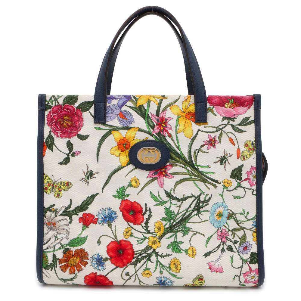 GUCCI Flora 2wayTote Bag Multicolor/Navy/White 550141 Canvas