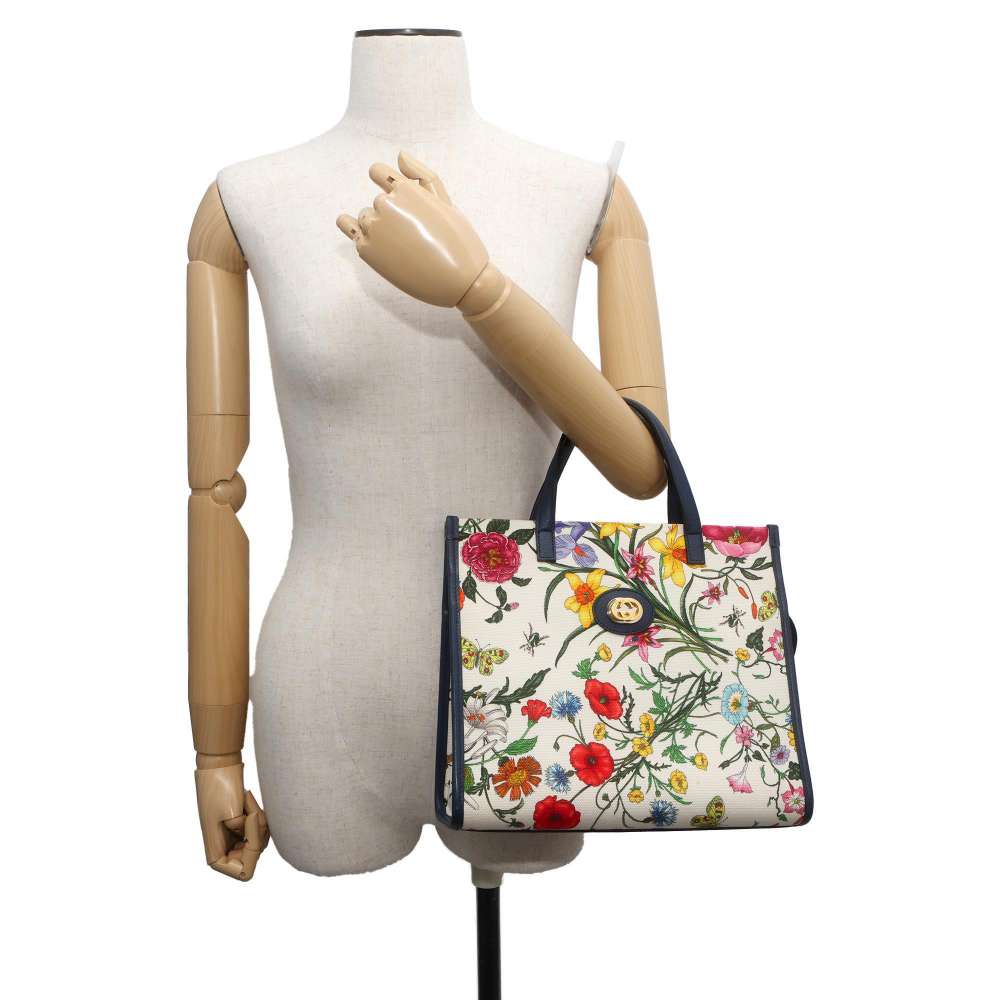 GUCCI Flora 2wayTote Bag Multicolor/Navy/White 550141 Canvas