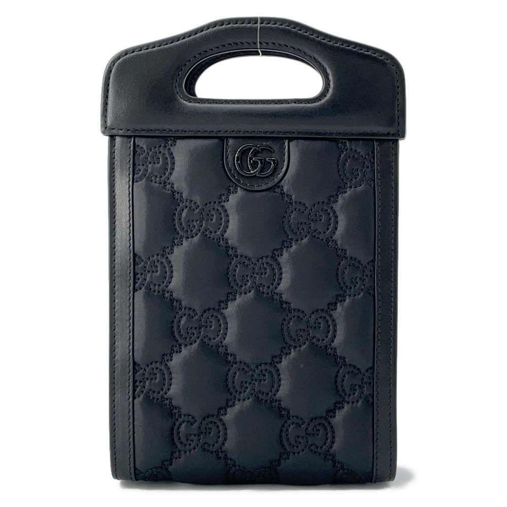 GUCCI GG Matelasse 2WAY Handbag Black 723776 Nylon Leather