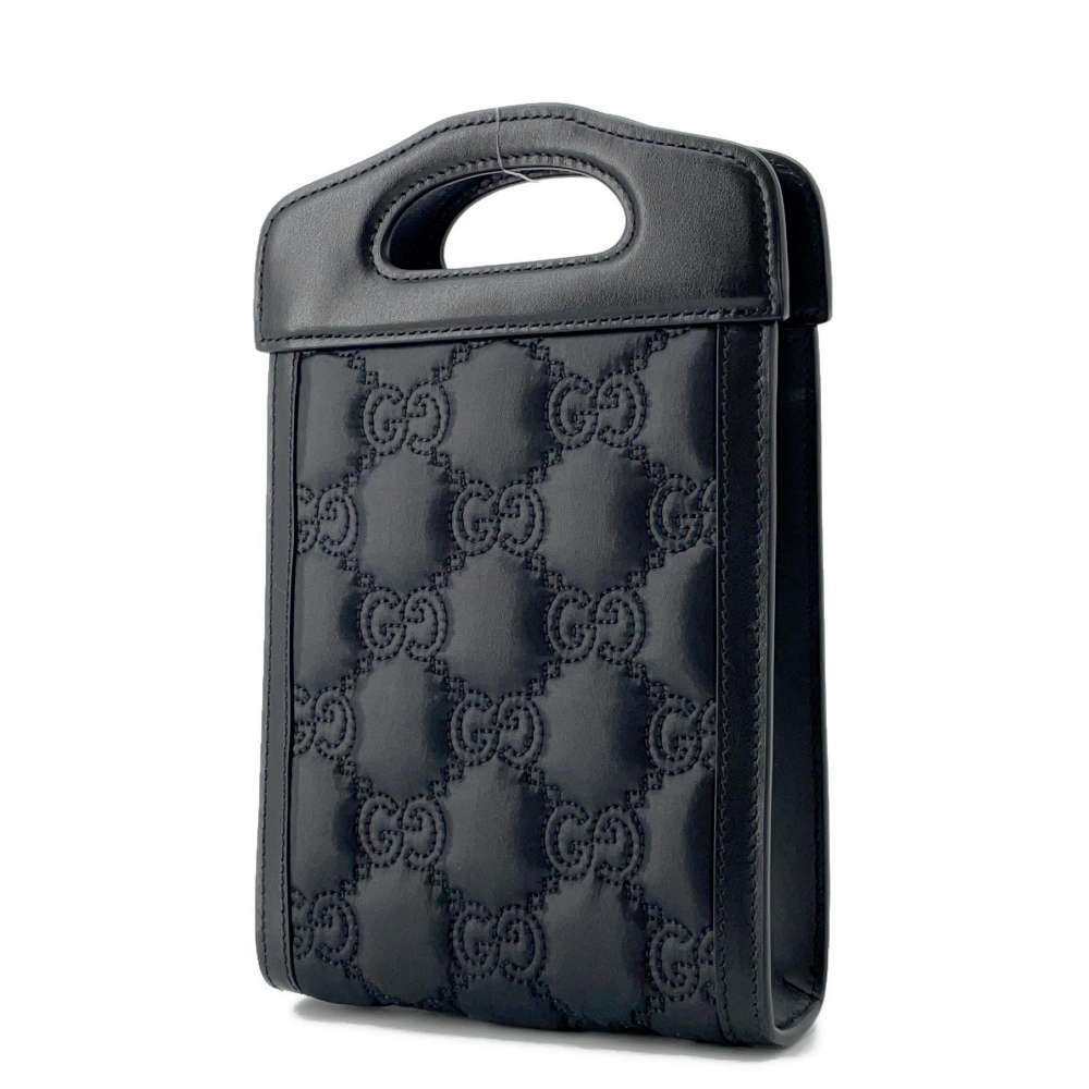 GUCCI GG Matelasse 2WAY Handbag Black 723776 Nylon Leather