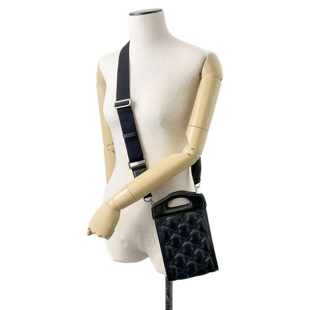 GUCCI GG Matelasse 2WAY Handbag Black 723776 Nylon Leather