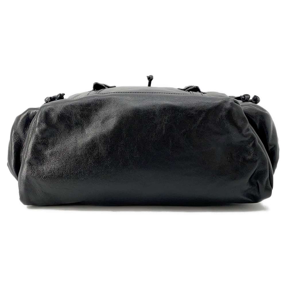 GUCCI Drawstring Tote Bag Black 725664 Leather
