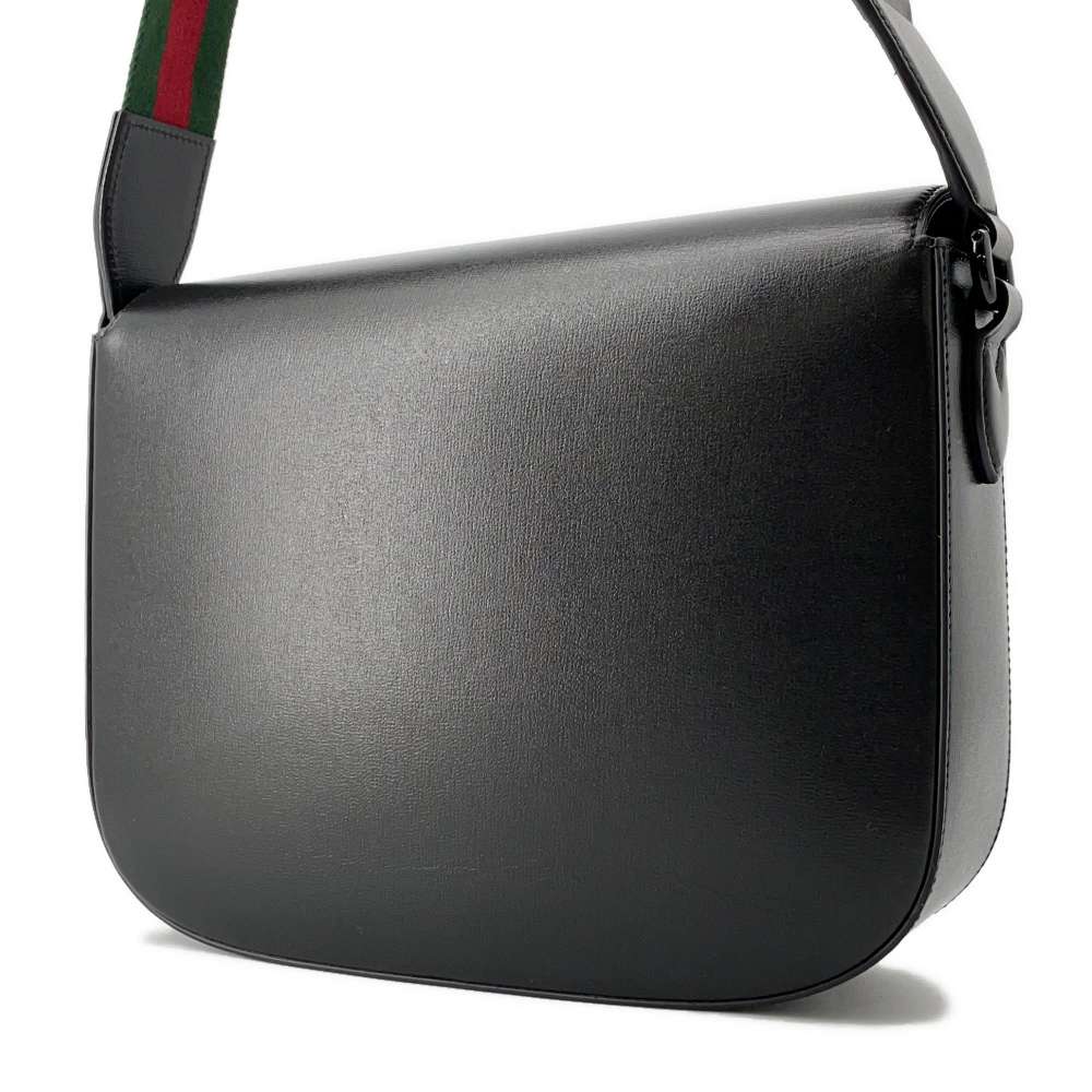 GUCCI Horsebit 1955 Shoulder Bag Black 700457 Leather