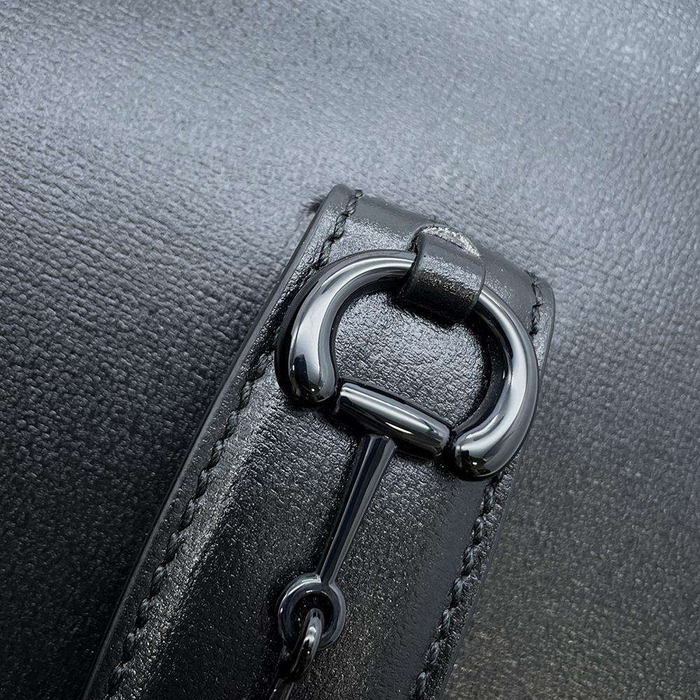 GUCCI Horsebit 1955 Shoulder Bag Black 700457 Leather