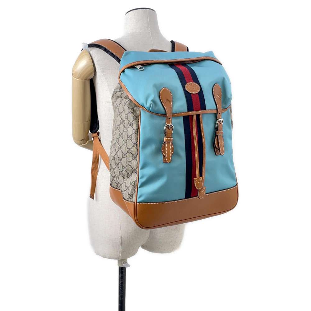 GUCCI GG Supreme Interlocking Medium Backpack Blue/Brown/Beige 696013 Leather PVC