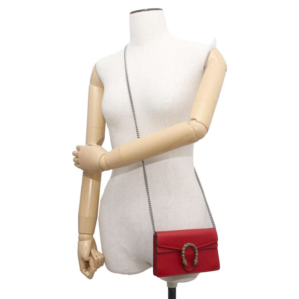 GUCCI Dionysus Chain Shoulder Bag Red 476432 Leather