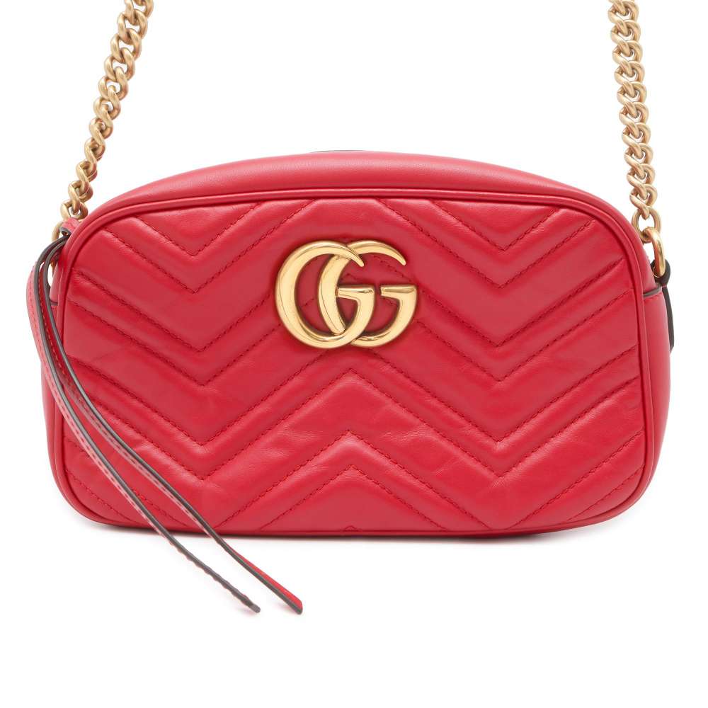 GUCCI GG Marmont Shoulder Bag Red 447632 Leather