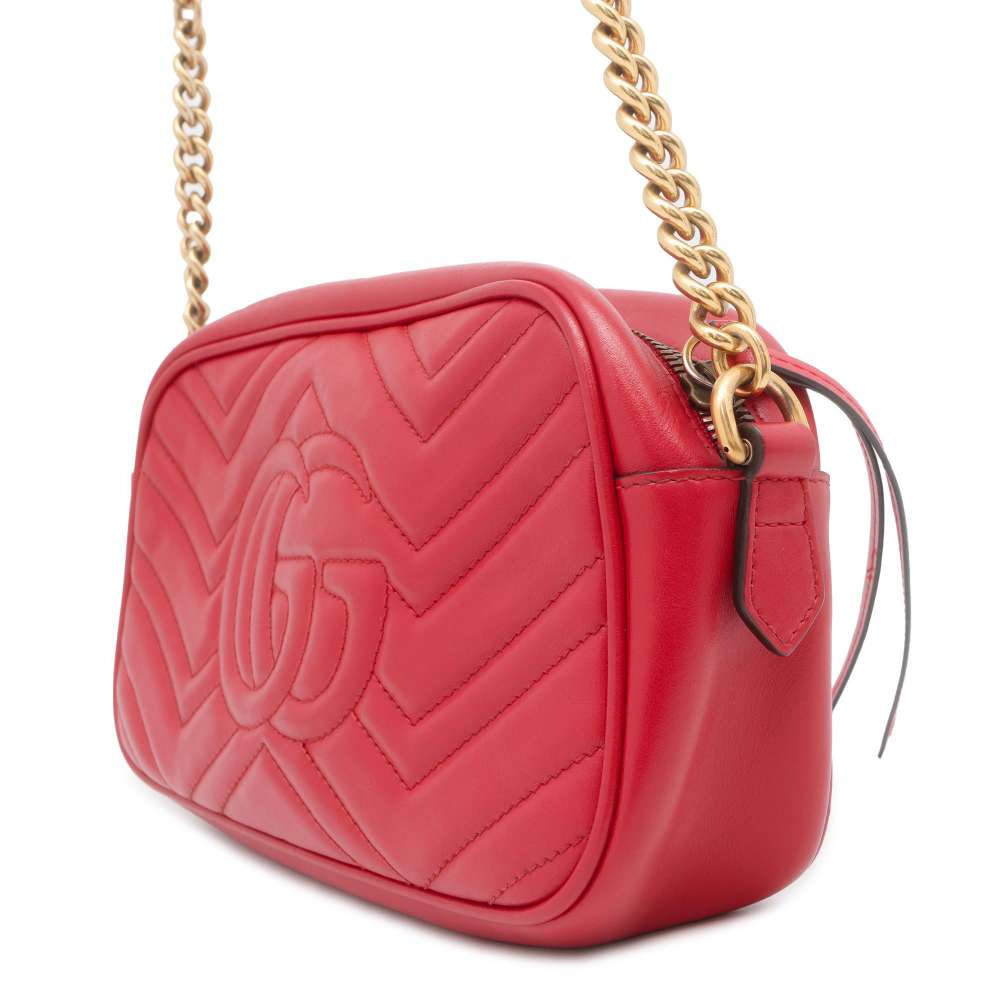 GUCCI GG Marmont Shoulder Bag Red 447632 Leather