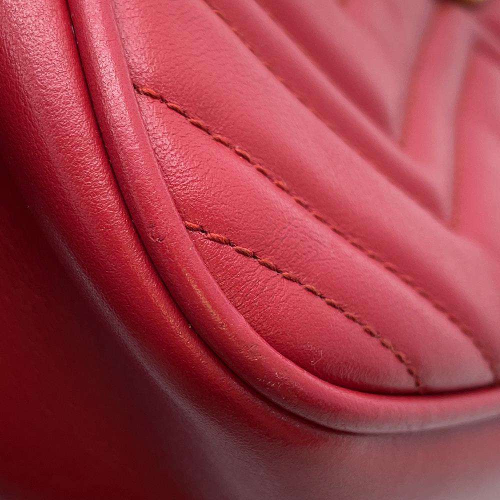 GUCCI GG Marmont Shoulder Bag Red 447632 Leather