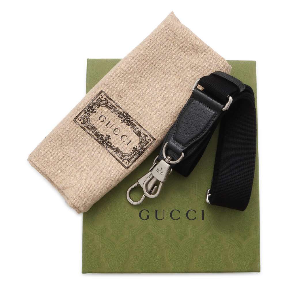 GUCCI Jumbo GG Shoulder Bag Black 696075 Canvas Leather