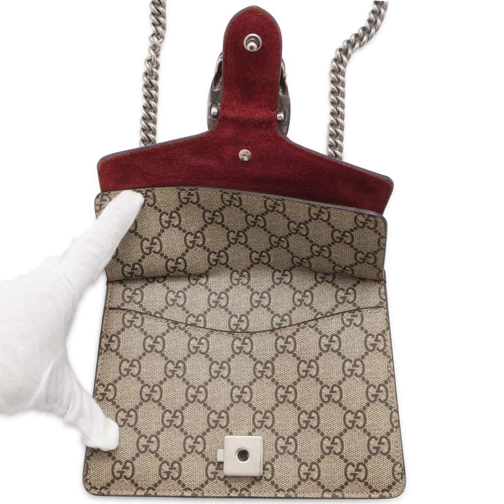 GUCCI Dionysus GG Supreme ChainShoulder Bag Beige/Red 421970 PVC suede
