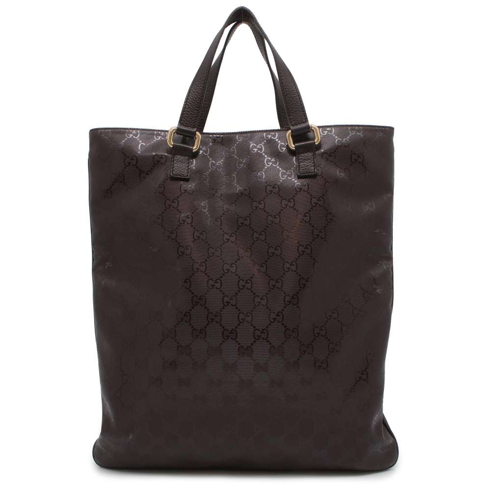 GUCCI GG Imprime Tote Bag Brown 272347 PVC Leather
