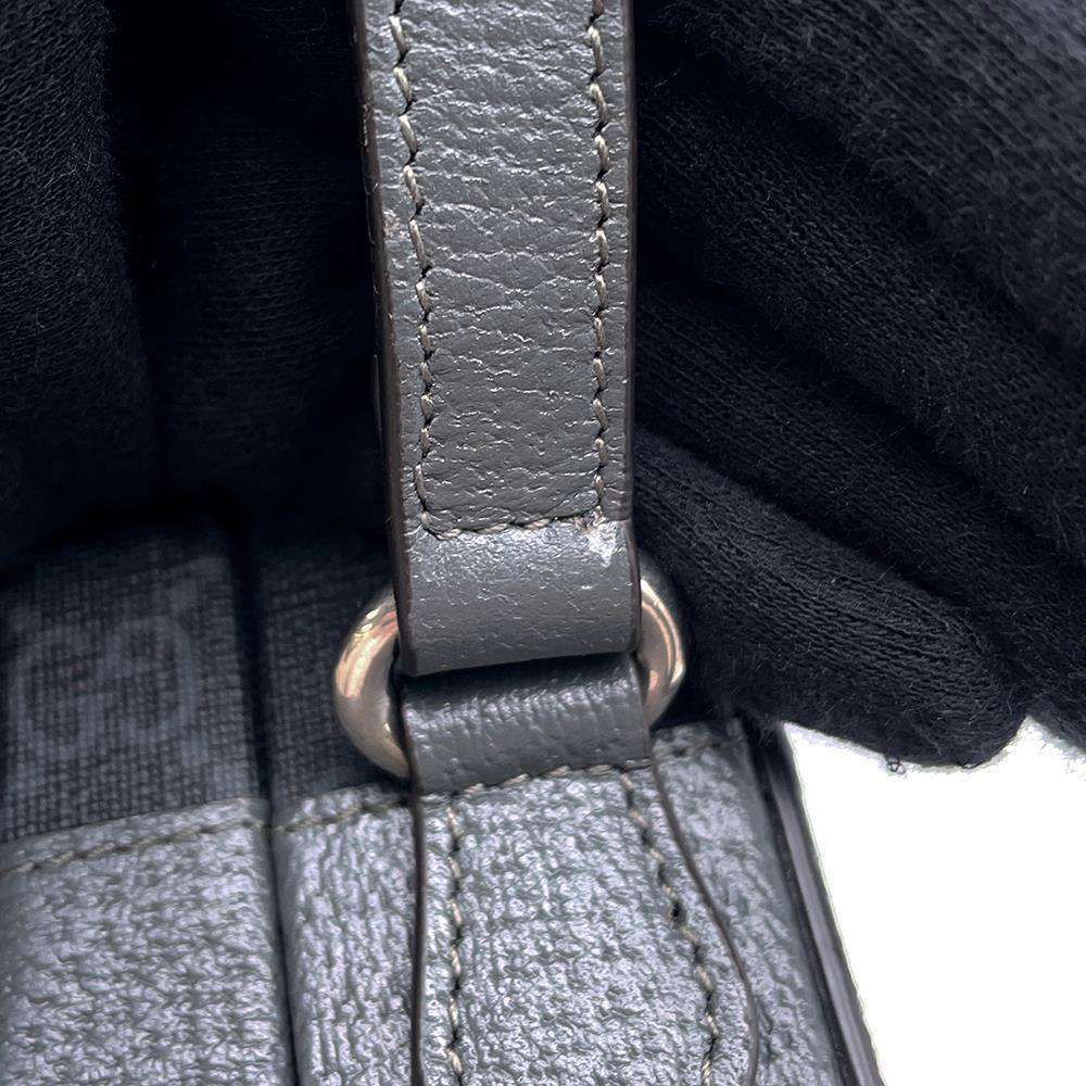 GUCCI Cutout Interlocking G Shoulder Bag Black/Gray 725341 GG SupremeCanvas Leather