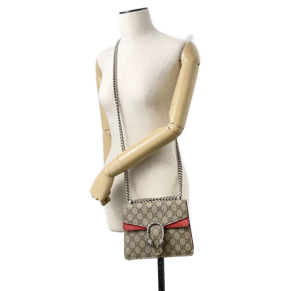 GUCCI Dionysus GG Supreme Shoulder Bag Brown/Red 421970 PVC Leather