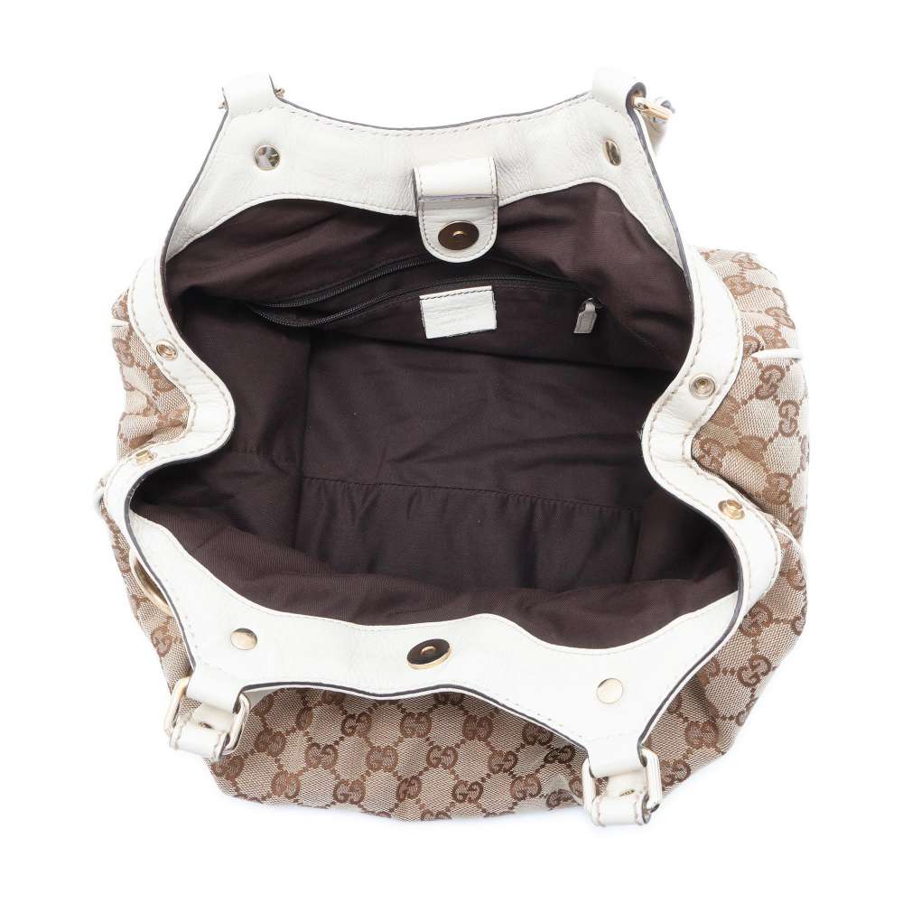GUCCI Sukey Handbag Brown/White 211944 GG Canvas Leather